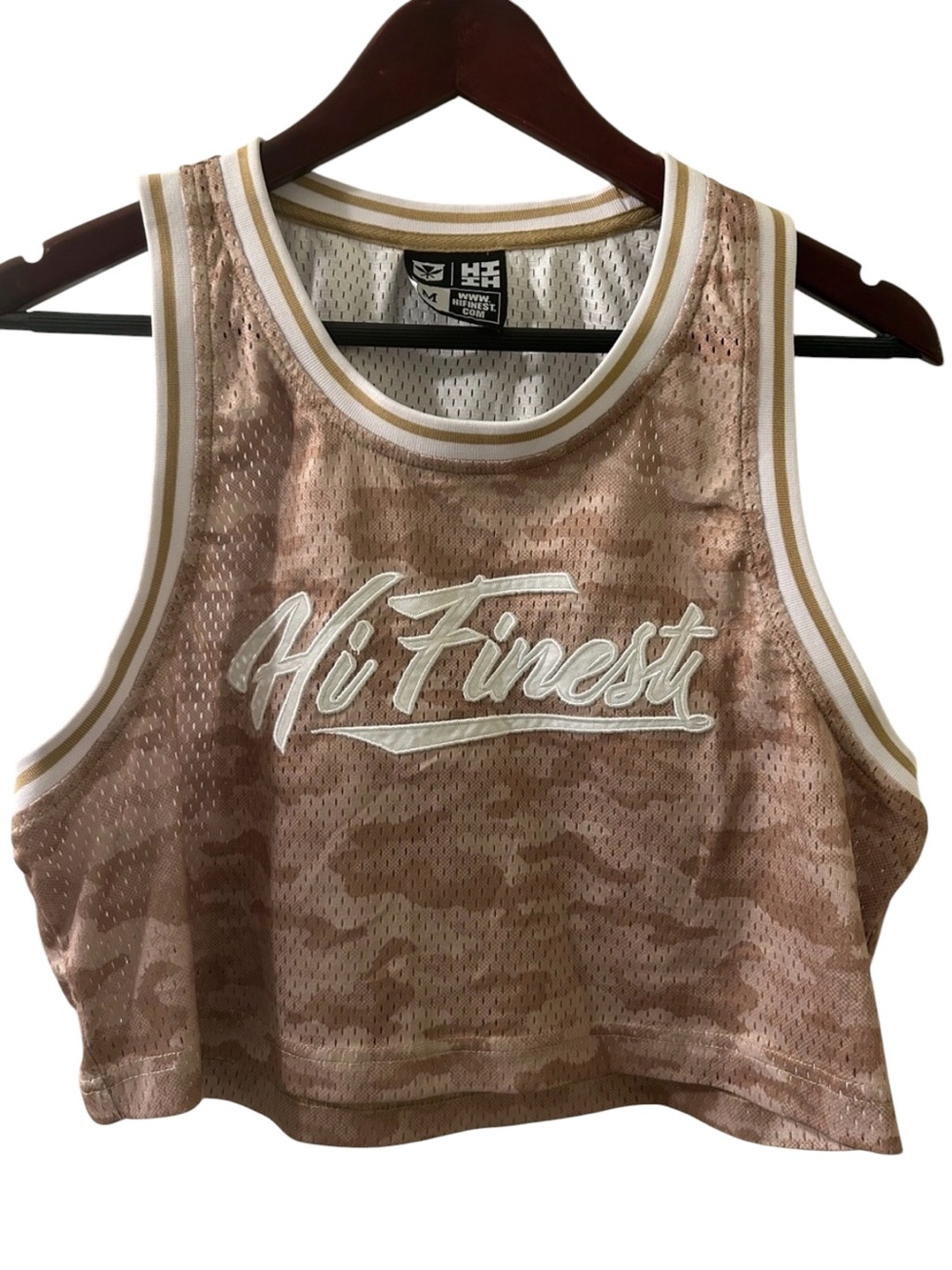 Hawaii’s Finest Women's Crop Camo Tank Top Sleeveless Mesh Jersey Sz M Hawaiian